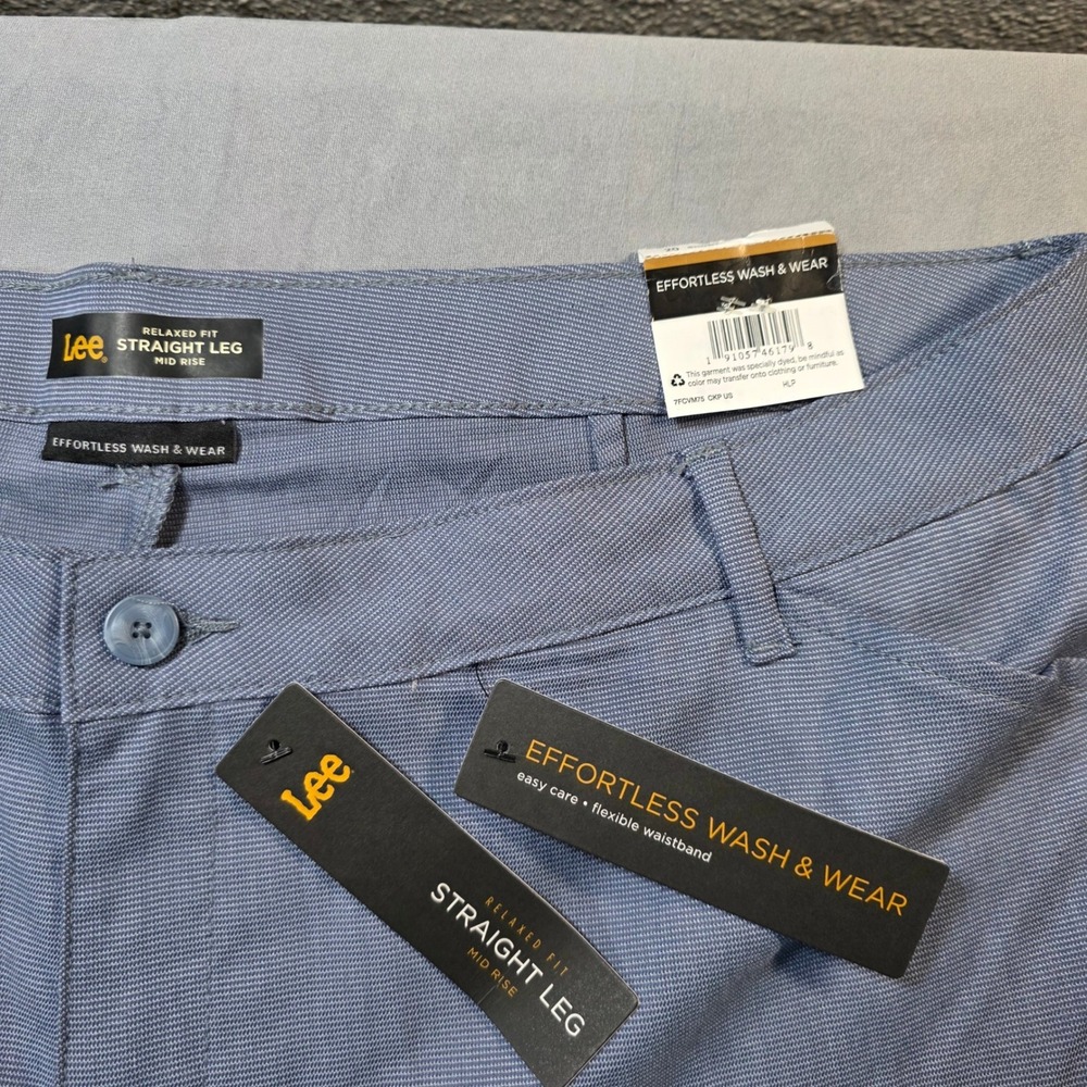 Lee Womens All Day Pant Straight Leg Blue Relaxed Fit Mid Rise 20 Short NWT - Picture 4 of 12